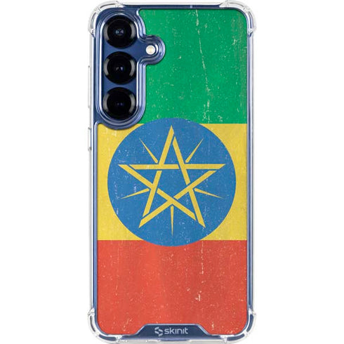 Ethiopia Flag Distressed Galaxy S25 Clear Case